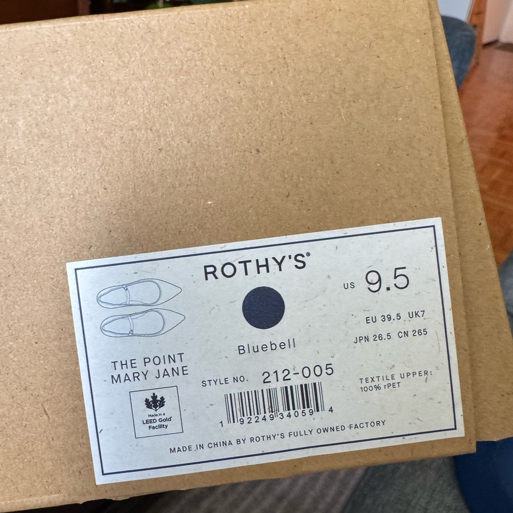 Rothy's Blue Pointed-Toe Mary Jane Flat 9.5 - Picture 4 of 5
